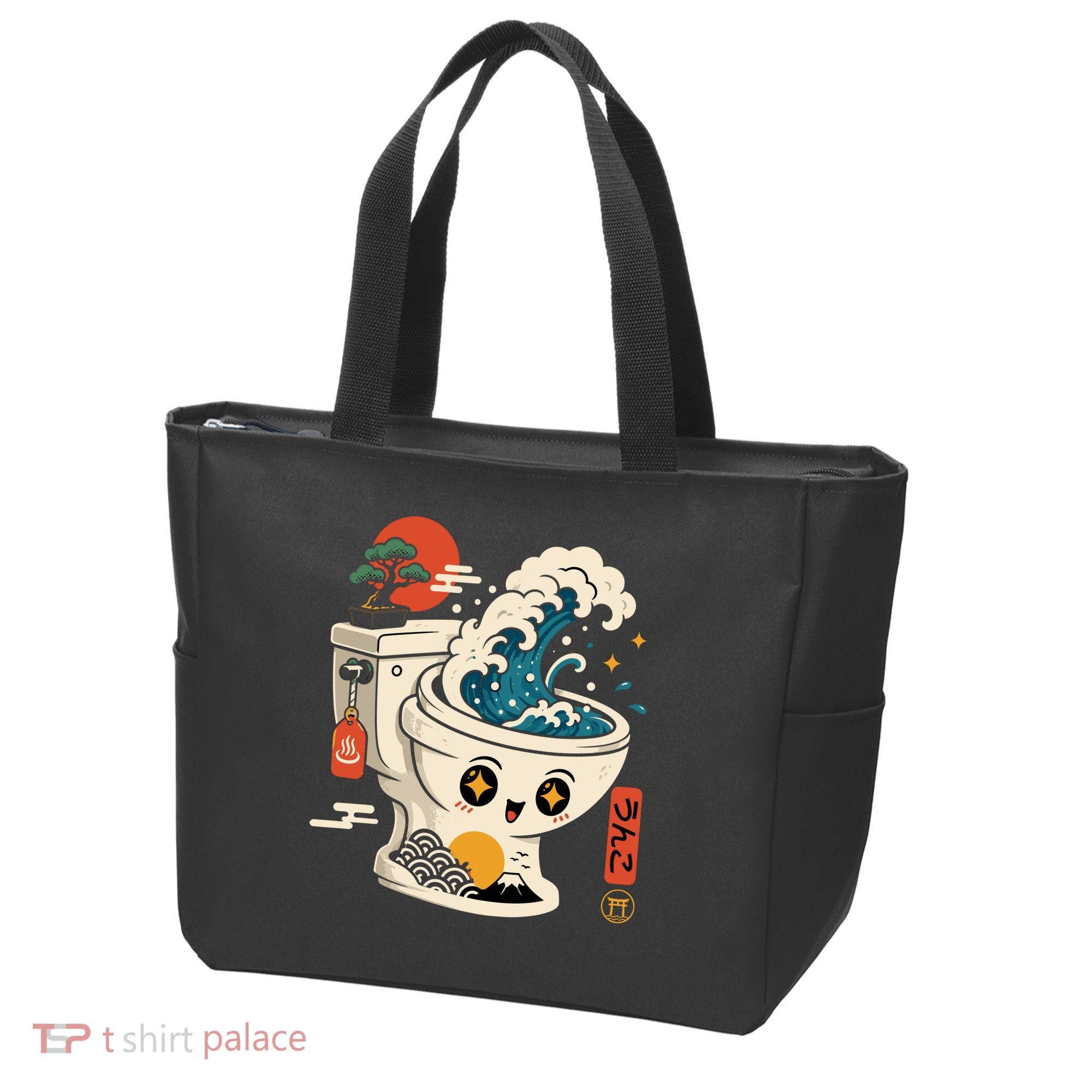 The Great Flush Wave Funny Toilet Spoof Tote Bag