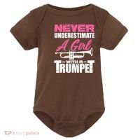 Trumpet Girl Funny Trumpet Player Marching Band Baby Bodysuit thumb 0