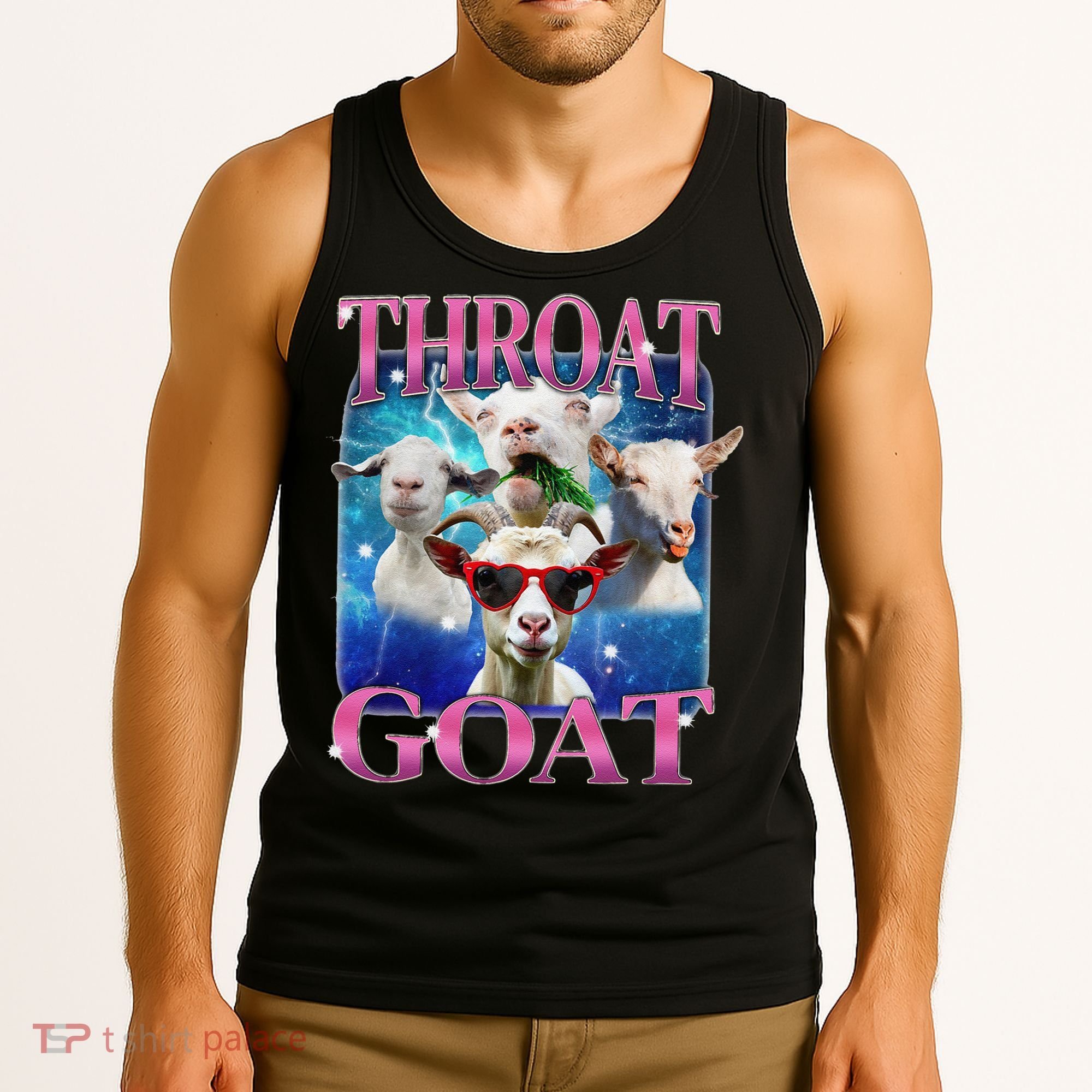 Throat Goat Funny Inappropriate Adult Humor Unhinged Meme Tank Top