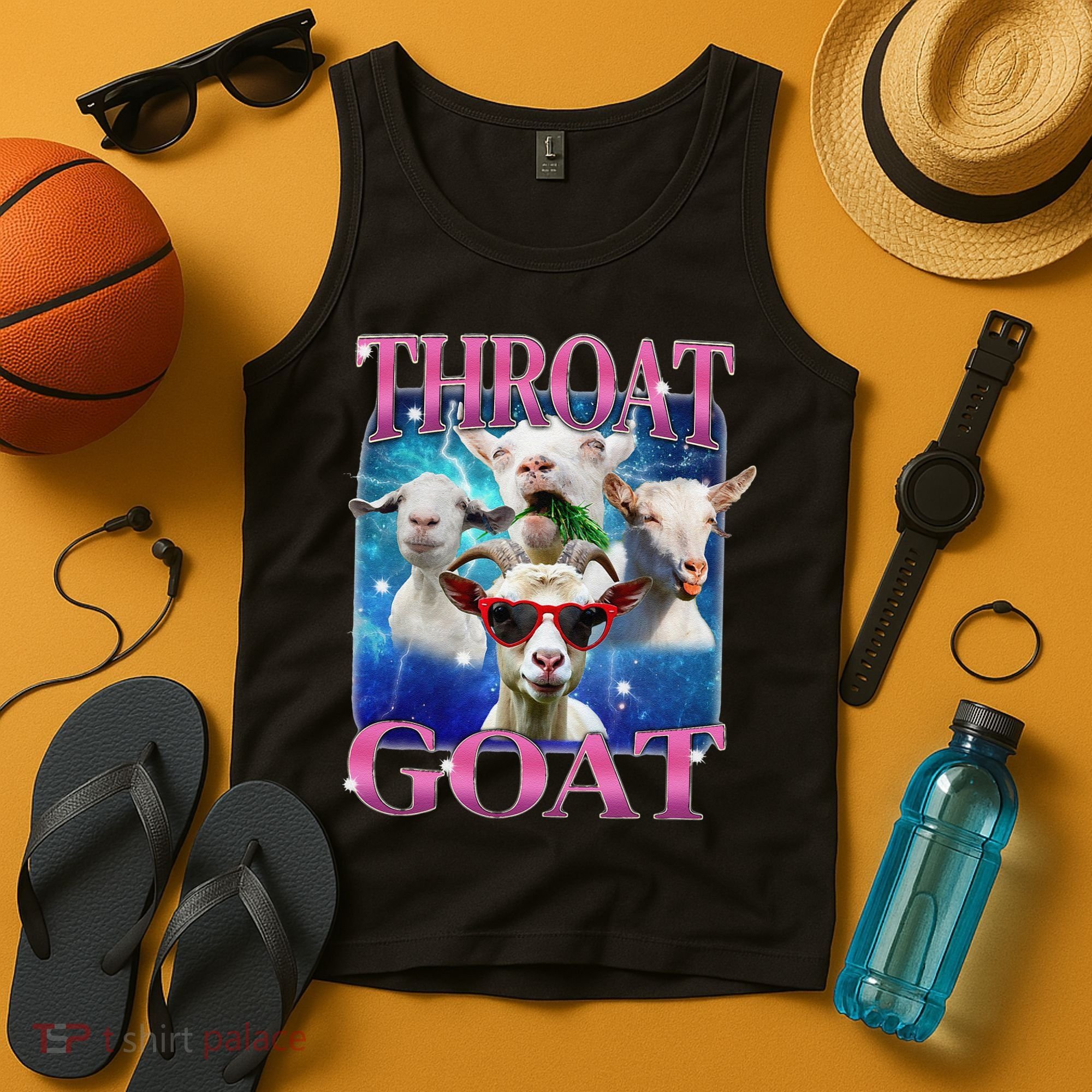Throat Goat Funny Inappropriate Adult Humor Unhinged Meme Tank Top