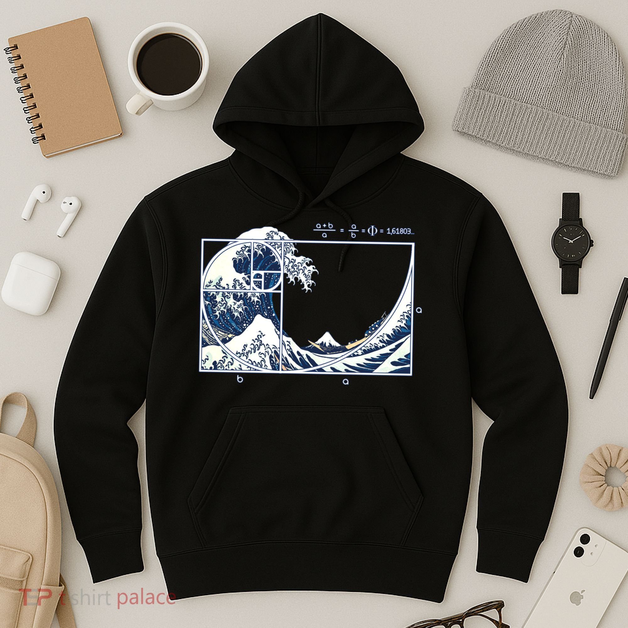 The Great Fibonacci Wave Hoodie