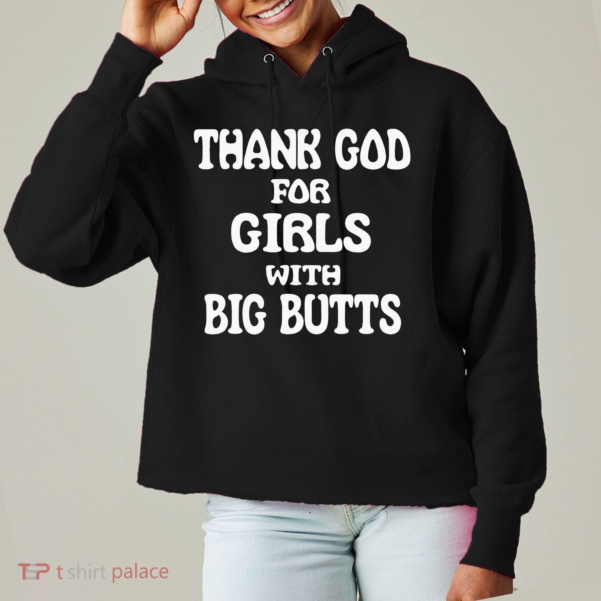 Thank God For With Big Butts Ladies Heavyweight Boxy Pullover Hoodie