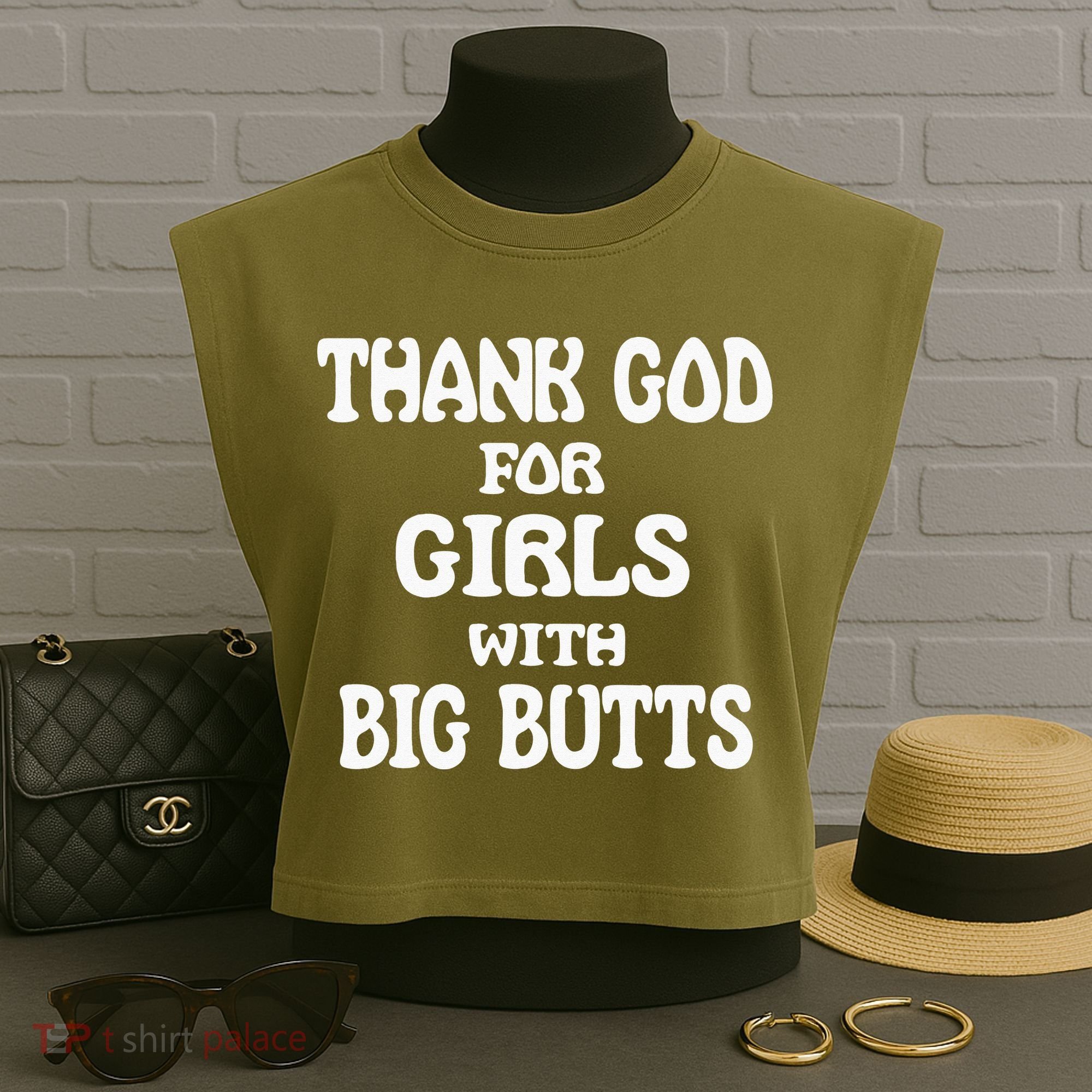 Thank God For With Big Butts Garment-Dyed Women's Muscle Tee