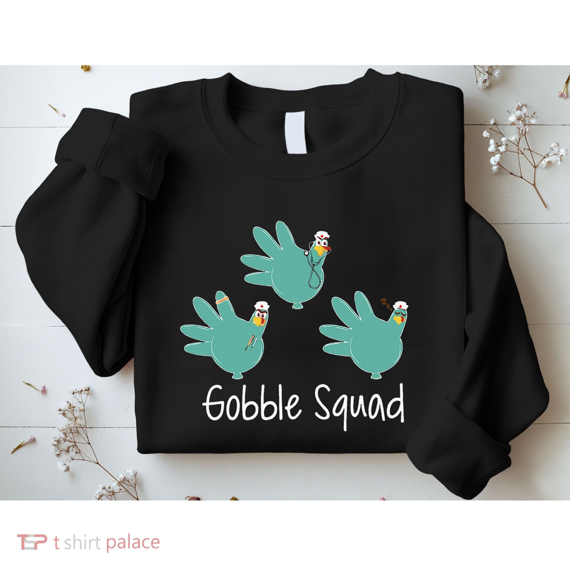 Turkey Glove Gobble Squad Nurse Happy Thanksgiving Sweatshirt