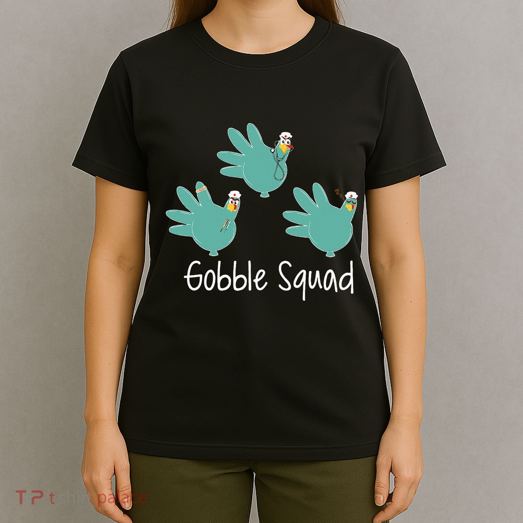 Turkey Glove Gobble Squad Nurse Happy Thanksgiving T-Shirt