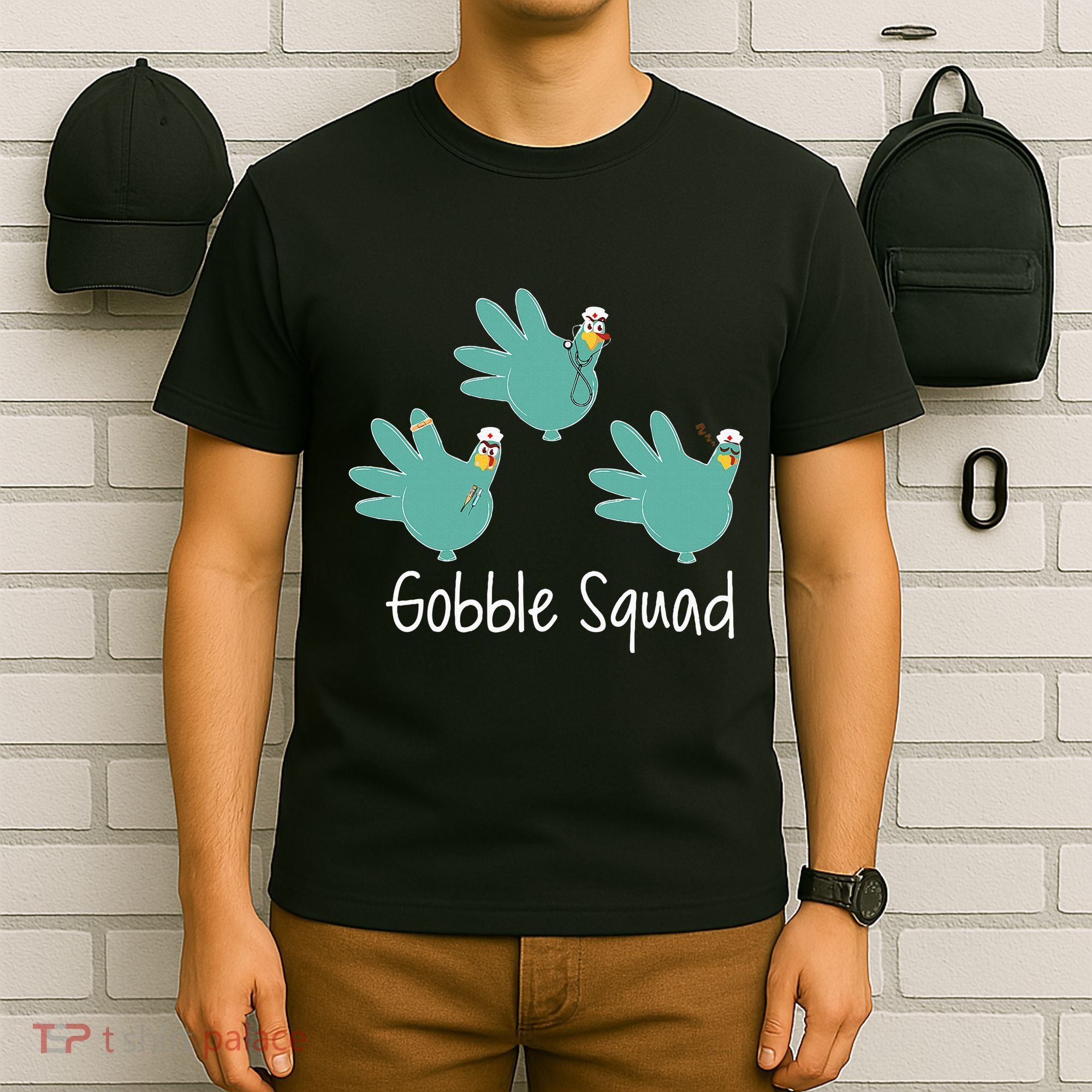 Turkey Glove Gobble Squad Nurse Happy Thanksgiving T-Shirt