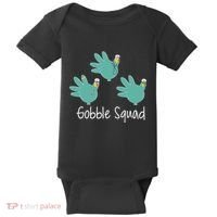 Turkey Glove Gobble Squad Nurse Happy Thanksgiving Baby Bodysuit thumb 0