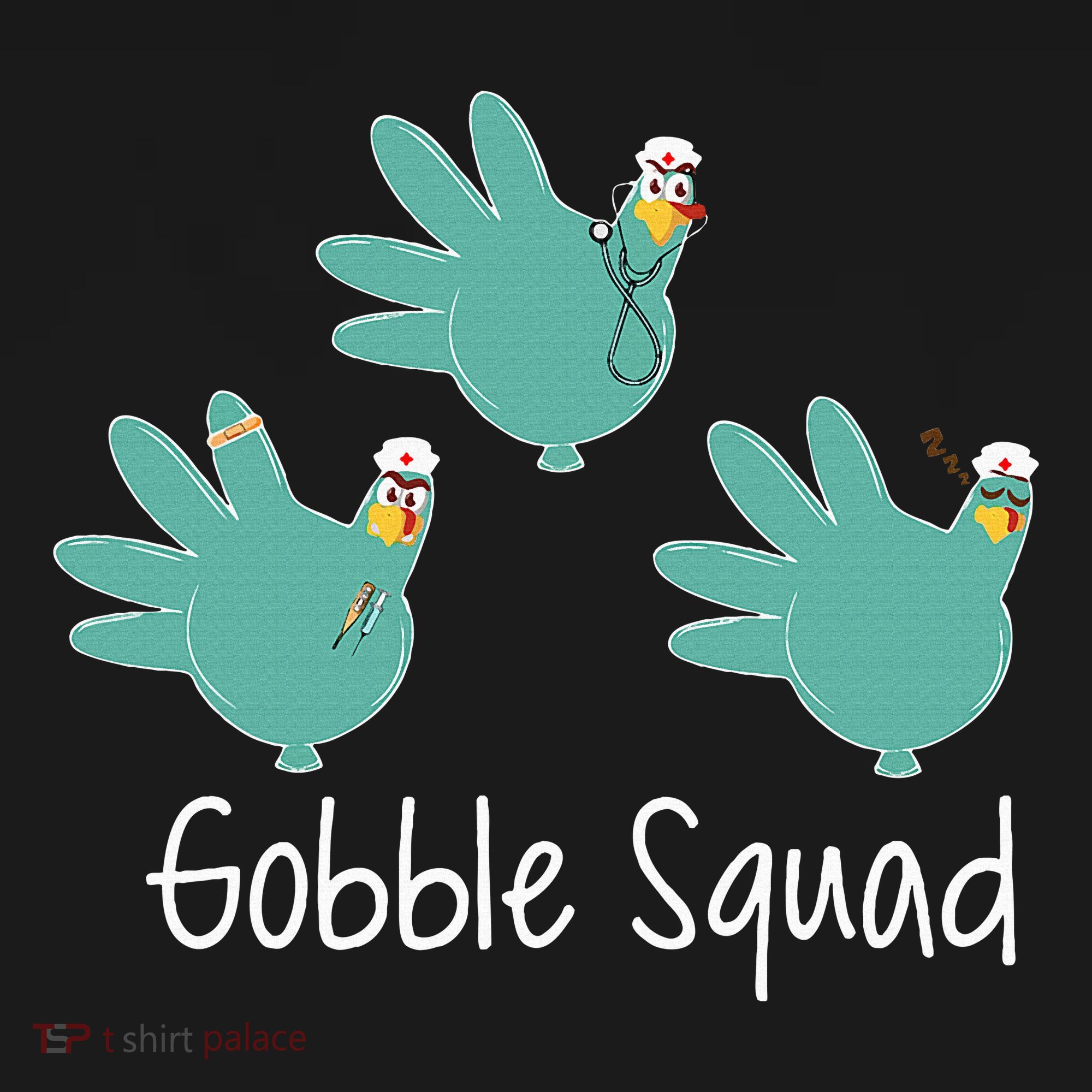 Turkey Glove Gobble Squad Nurse Happy Thanksgiving Baby Bodysuit
