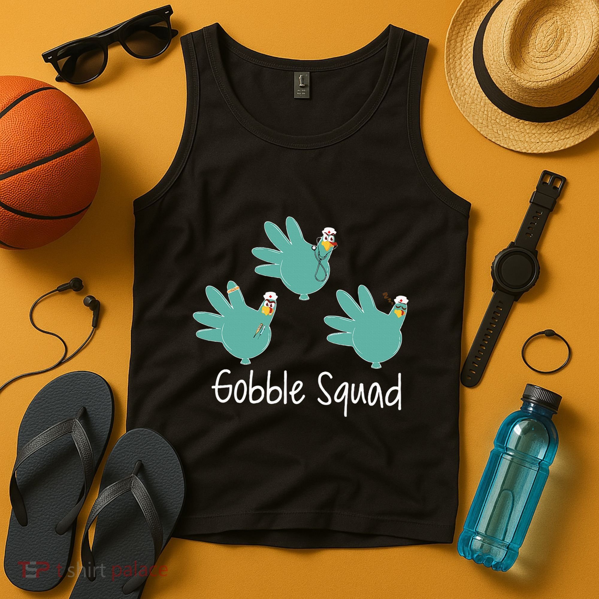 Turkey Glove Gobble Squad Nurse Happy Thanksgiving Tank Top