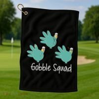 Turkey Glove Gobble Squad Nurse Happy Thanksgiving Golf Towel thumb 1