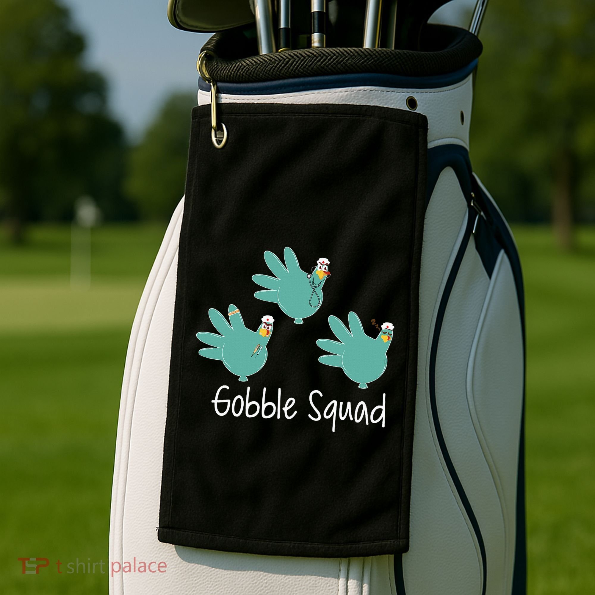 Turkey Glove Gobble Squad Nurse Happy Thanksgiving Golf Towel