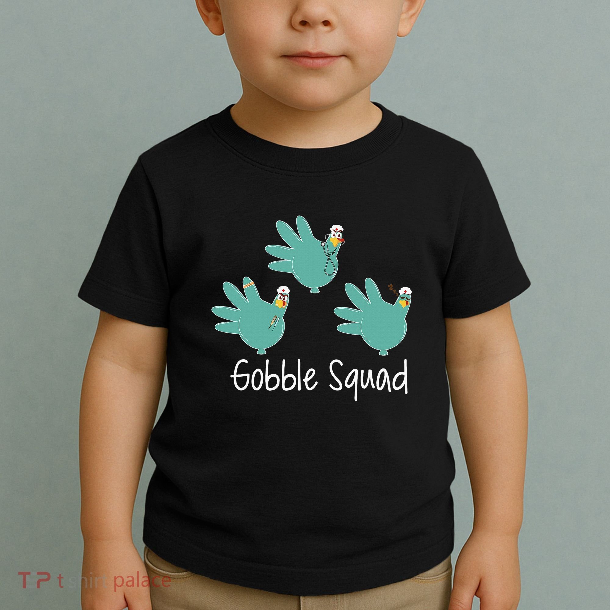 Turkey Glove Gobble Squad Nurse Happy Thanksgiving Toddler T-Shirt