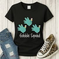 Turkey Glove Gobble Squad Nurse Happy Thanksgiving Women's T-Shirt thumb 3
