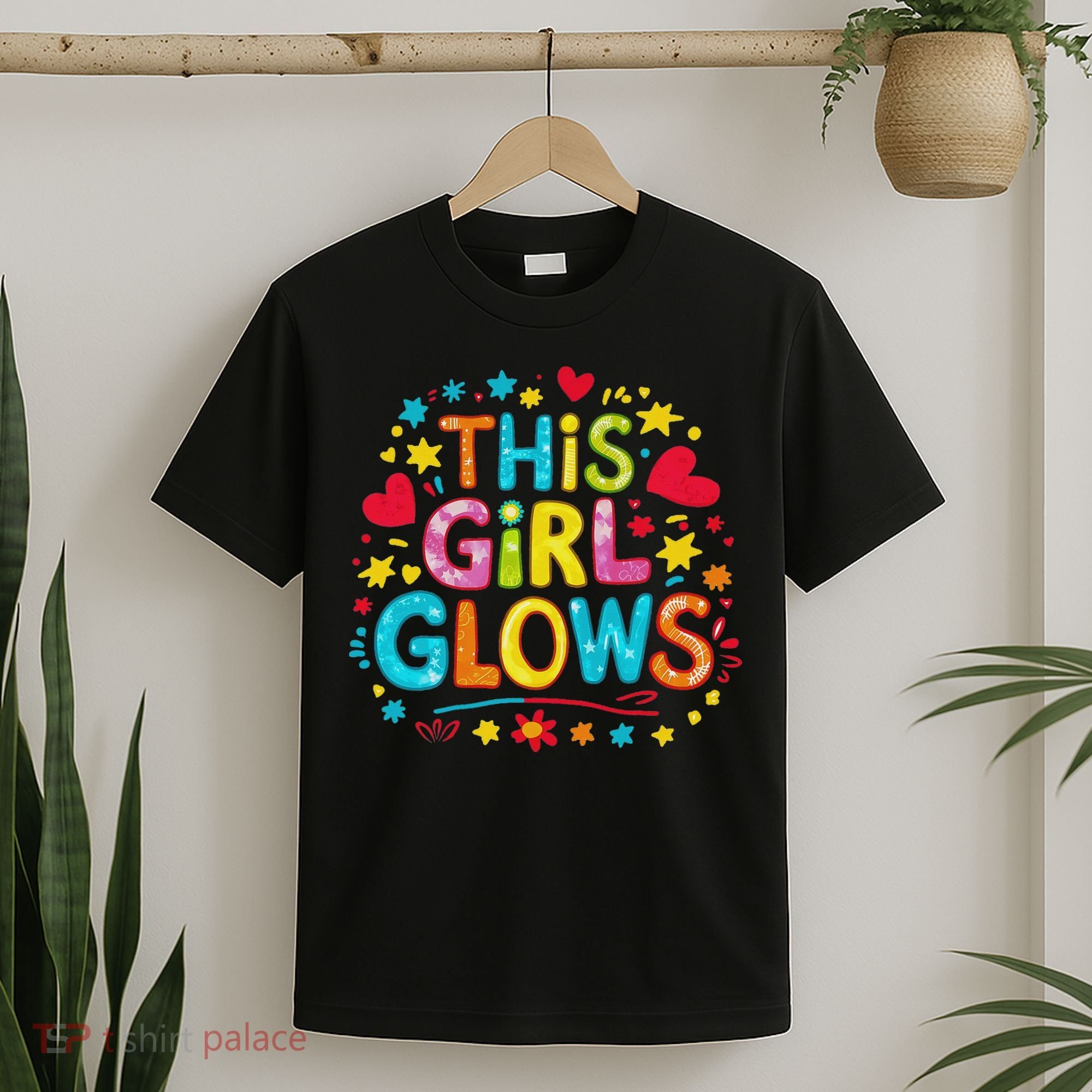 This Girl Glows For Women & Tie Dye 80s Themed Disco T-Shirt