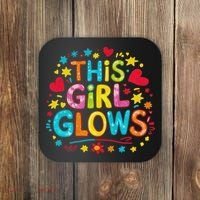This Girl Glows For Women & Tie Dye 80s Themed Disco Coaster thumb 0