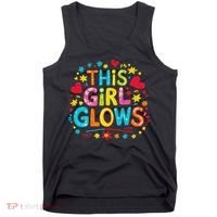 This Girl Glows For Women & Tie Dye 80s Themed Disco Tank Top thumb 0