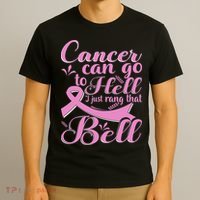 This Girl Got To Ring The Bell Chemo Grad Breast Cancer T-Shirt thumb 3