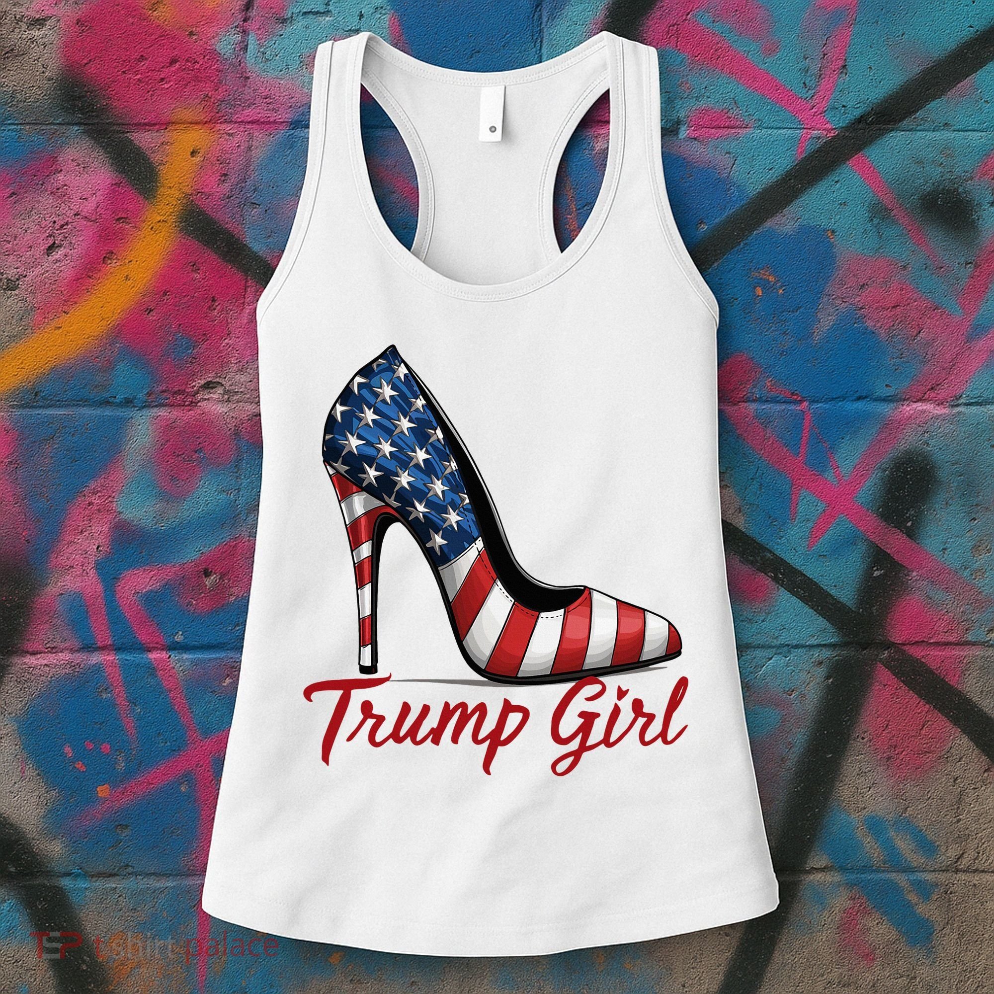 Trump Girl High Heel Stilettos American Flag Trump 2024 Women's Tank Top
