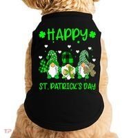 Three Gnomes Holding Shamrock Leopard Plaid St Patrick's Day Doggie Tank thumb 0