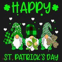 Three Gnomes Holding Shamrock Leopard Plaid St Patrick's Day Apron thumb 3