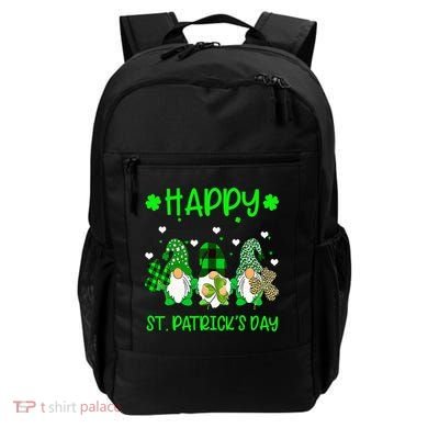 Three Gnomes Holding Shamrock Leopard Plaid St Patrick's Day Backpack