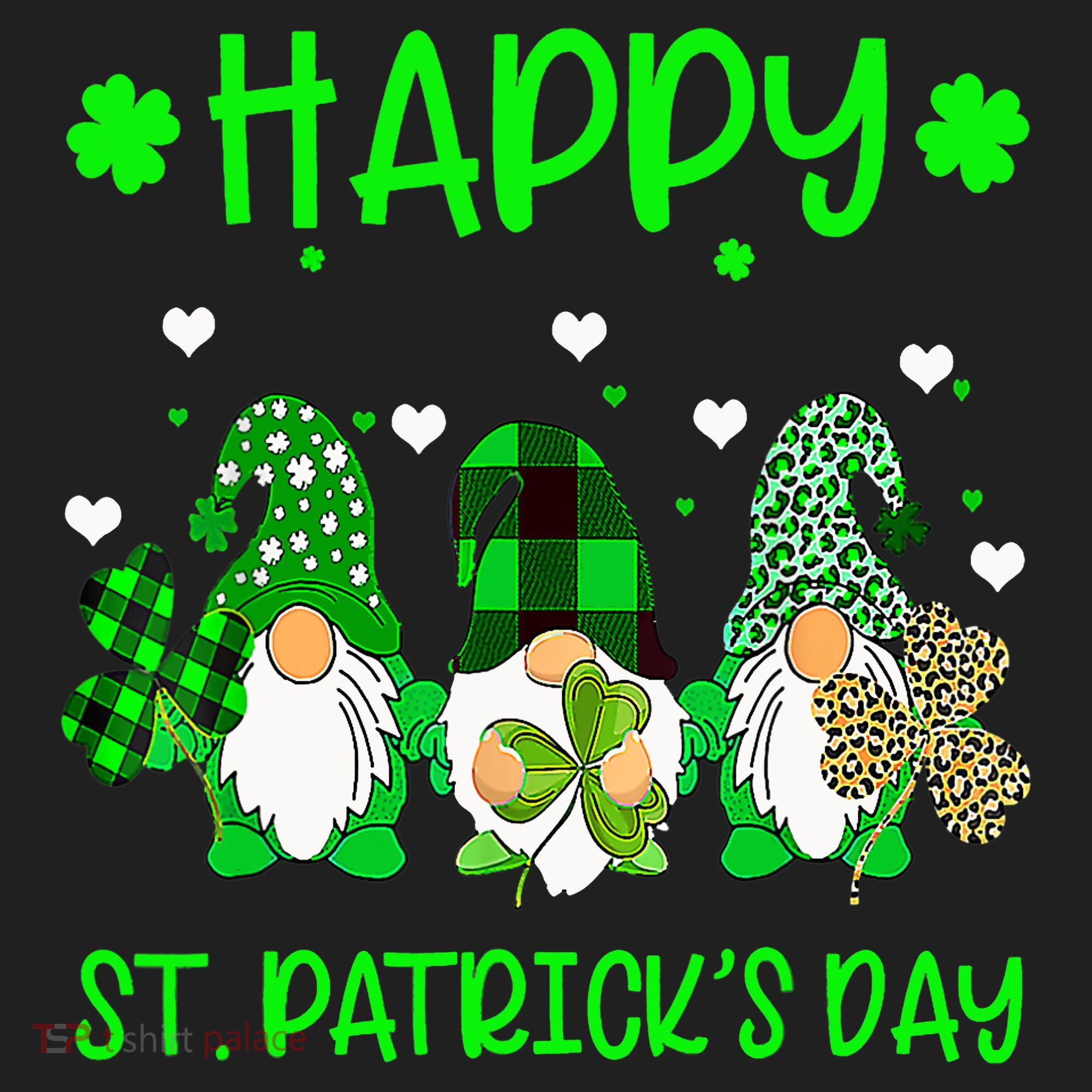 Three Gnomes Holding Shamrock Leopard Plaid St Patrick's Day Beanie
