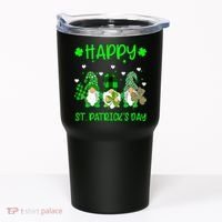 Three Gnomes Holding Shamrock Leopard Plaid St Patrick's Day Tumbler thumb 0