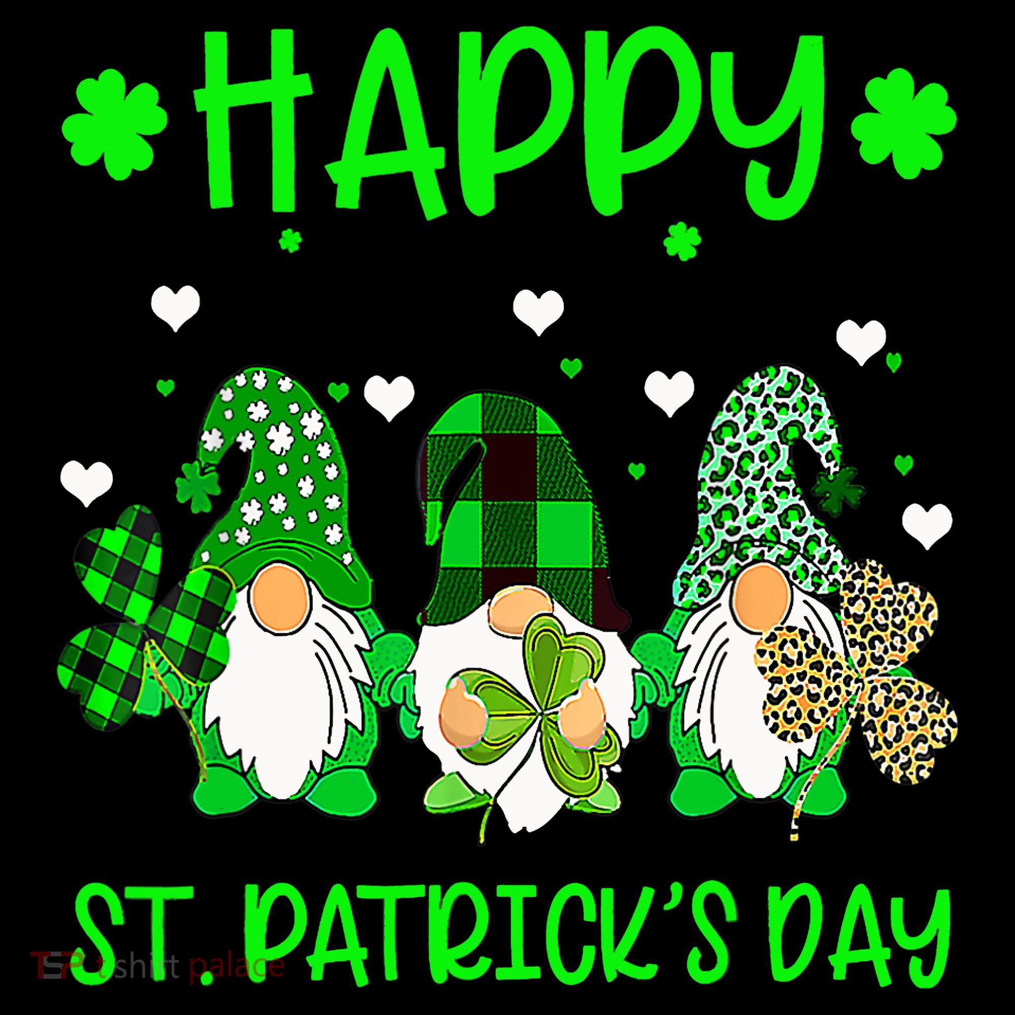 Three Gnomes Holding Shamrock Leopard Plaid St Patrick's Day Baby Bodysuit