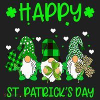 Three Gnomes Holding Shamrock Leopard Plaid St Patrick's Day Hat thumb 2