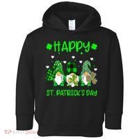 Three Gnomes Holding Shamrock Leopard Plaid St Patrick's Day Toddler Hoodie thumb 0