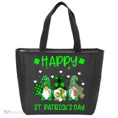 Three Gnomes Holding Shamrock Leopard Plaid St Patrick's Day Tote Bag
