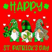 Three Gnomes Holding Shamrock Leopard Plaid St Patrick's Day Santa Hat thumb 1
