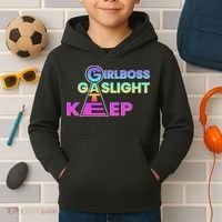 That Go Hard Girlboss Gaslight Gatekeep Trending Kids Hoodie thumb 2