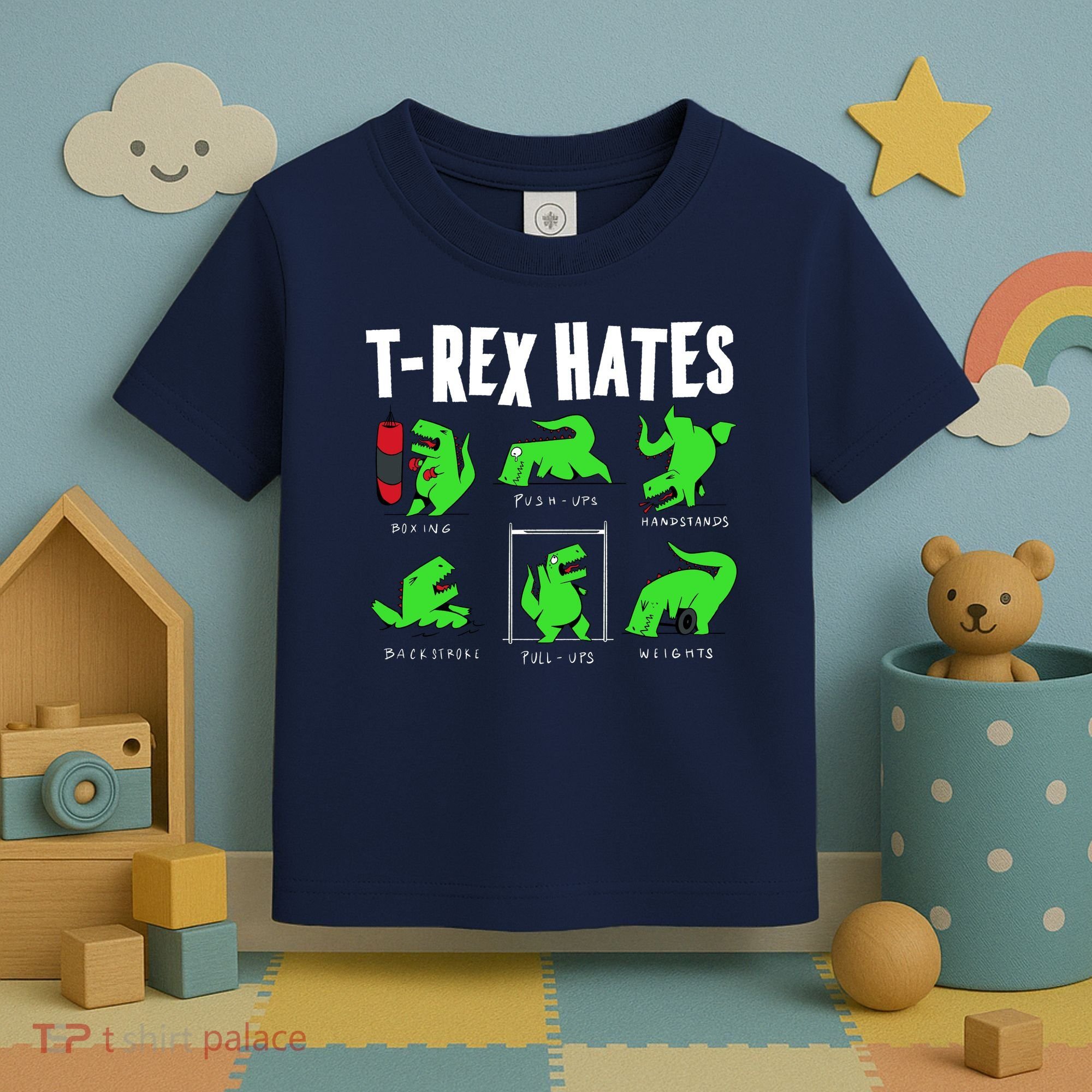 TRex Gym Hating Dinosaur Toddler T-Shirt