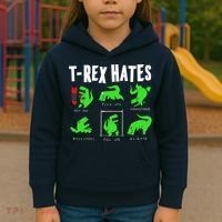 TRex Gym Hating Dinosaur Kids Hoodie thumb 3