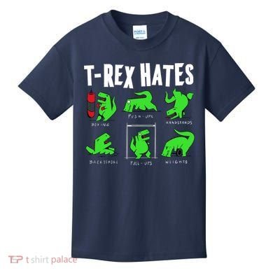 TRex Gym Hating Dinosaur Kids T-Shirt