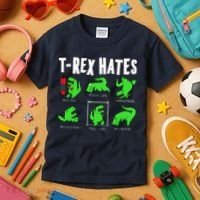 TRex Gym Hating Dinosaur Kids T-Shirt thumb 3