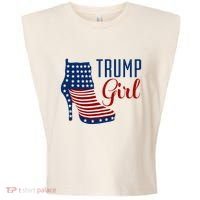 Trump Girl High Heel With Flag Garment-Dyed Women's Muscle Tee thumb 0