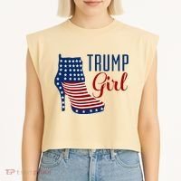 Trump Girl High Heel With Flag Garment-Dyed Women's Muscle Tee thumb 2