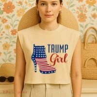 Trump Girl High Heel With Flag Garment-Dyed Women's Muscle Tee thumb 4