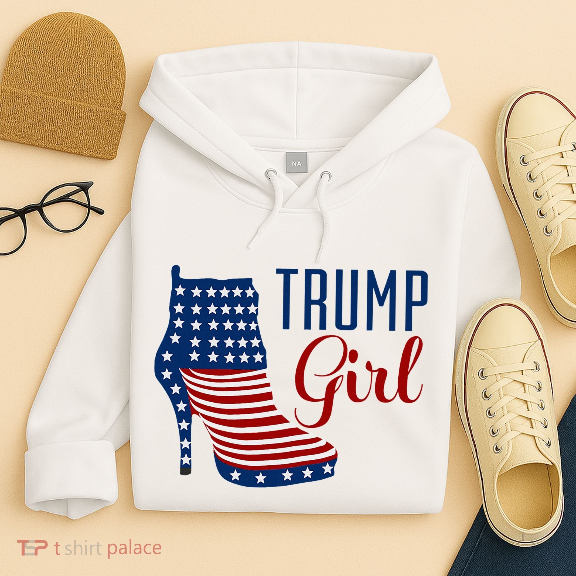 Trump Girl High Heel With Flag Hoodie