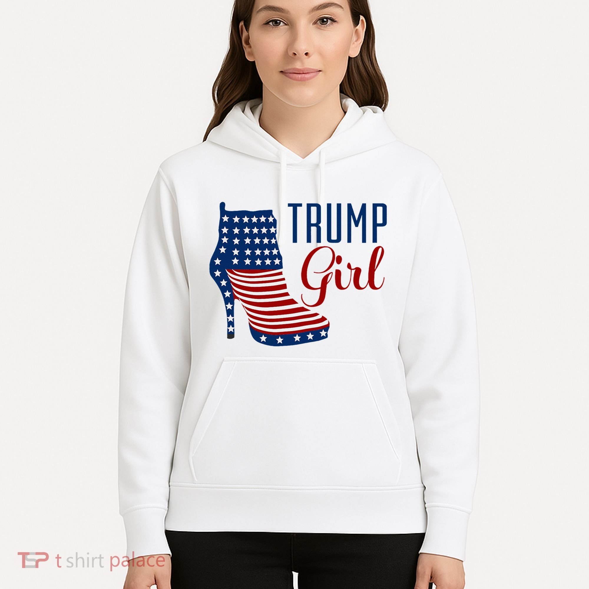 Trump Girl High Heel With Flag Hoodie