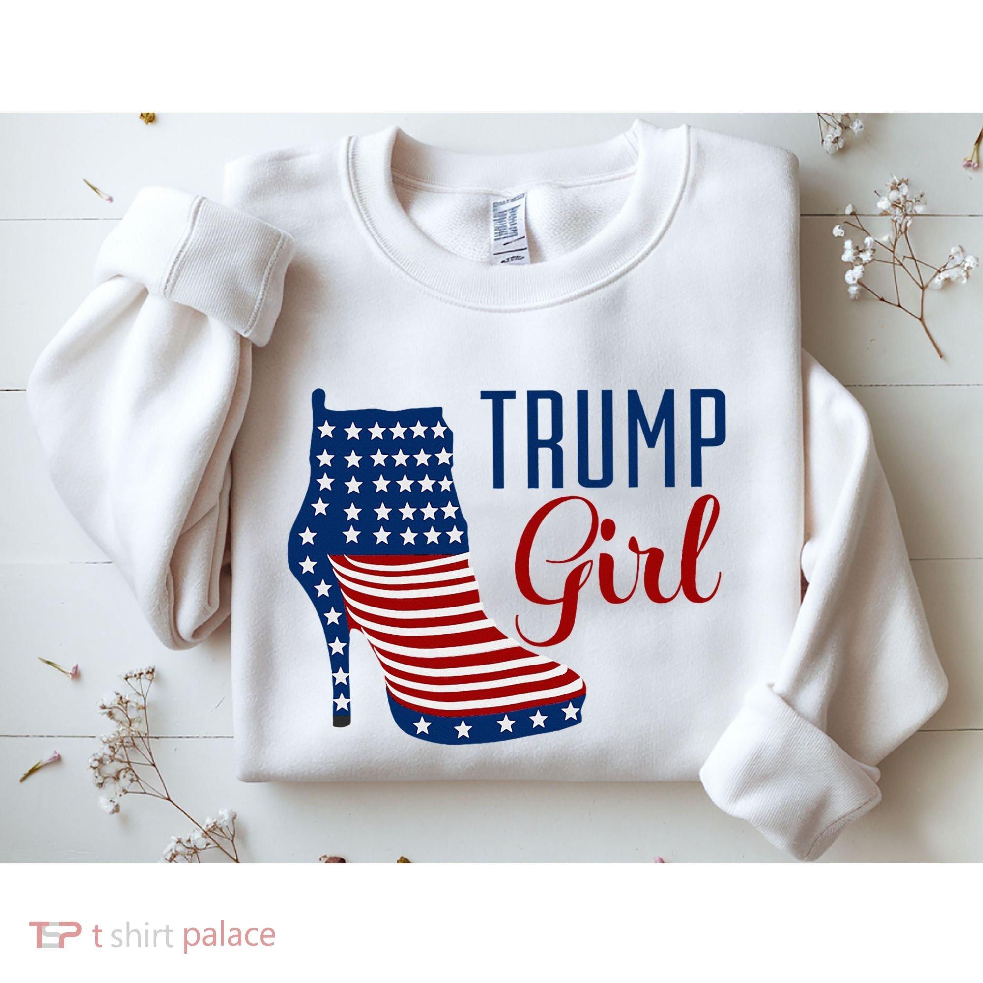 Trump Girl High Heel With Flag Sweatshirt