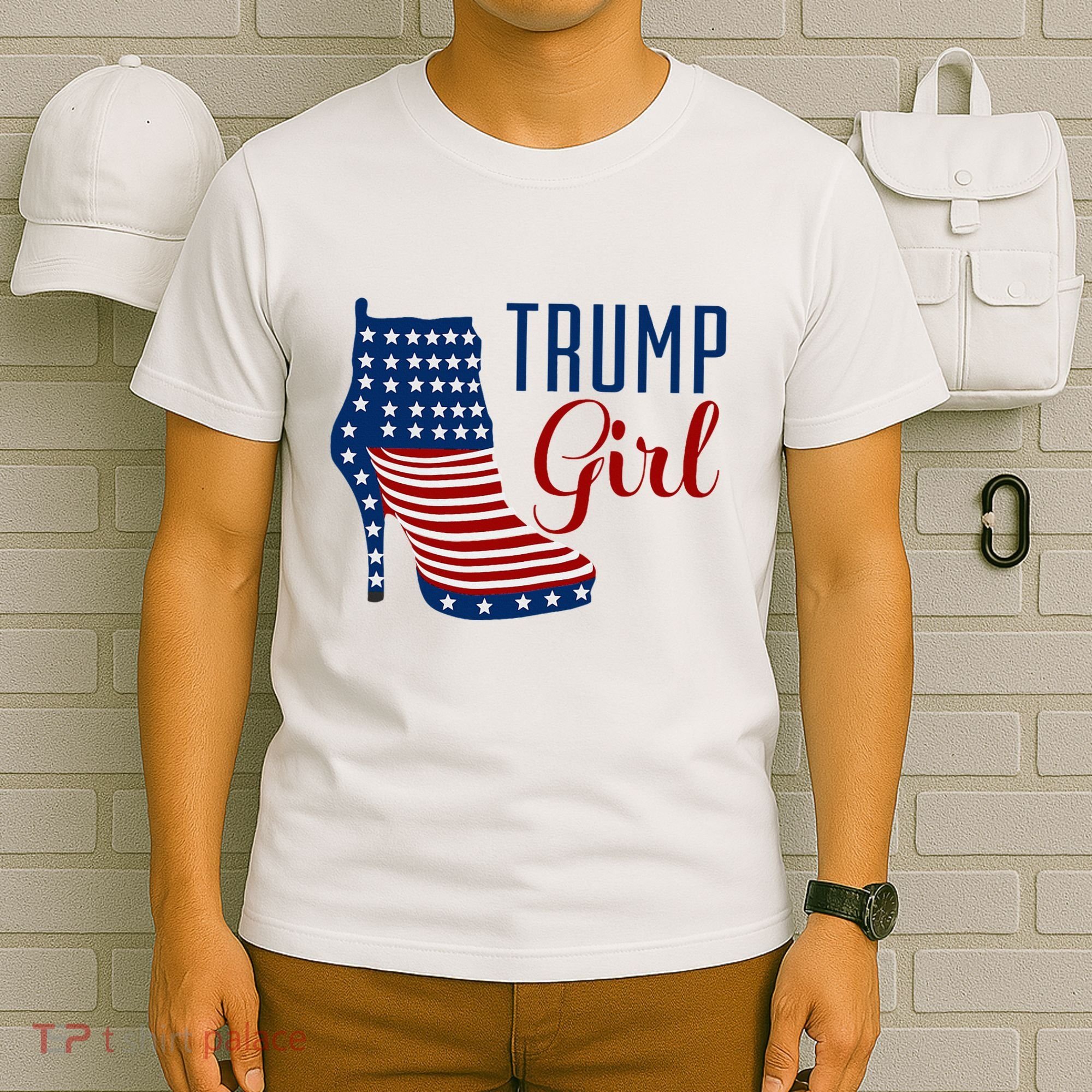 Trump Girl High Heel With Flag T-Shirt