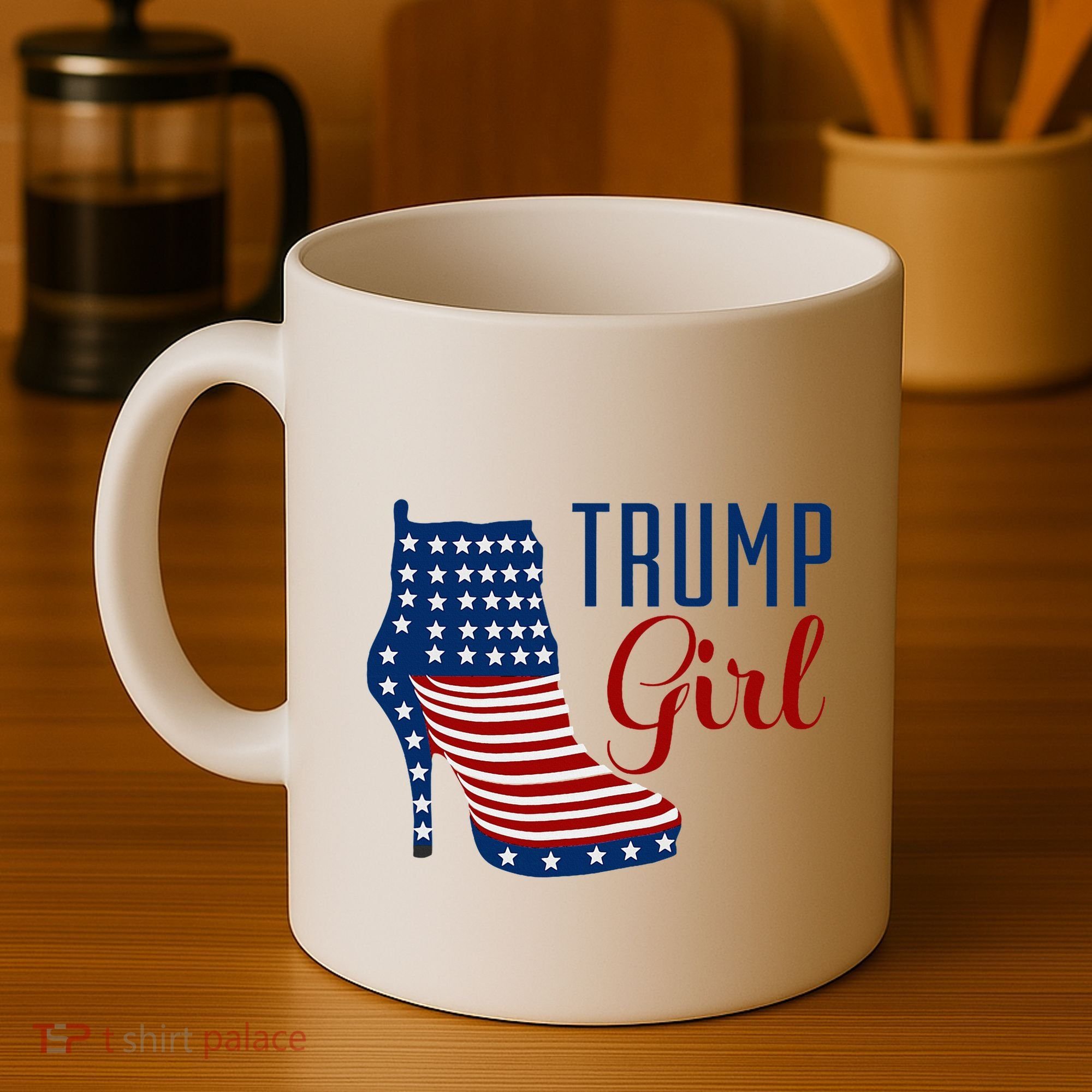 Trump Girl High Heel With Flag Coffee Mug