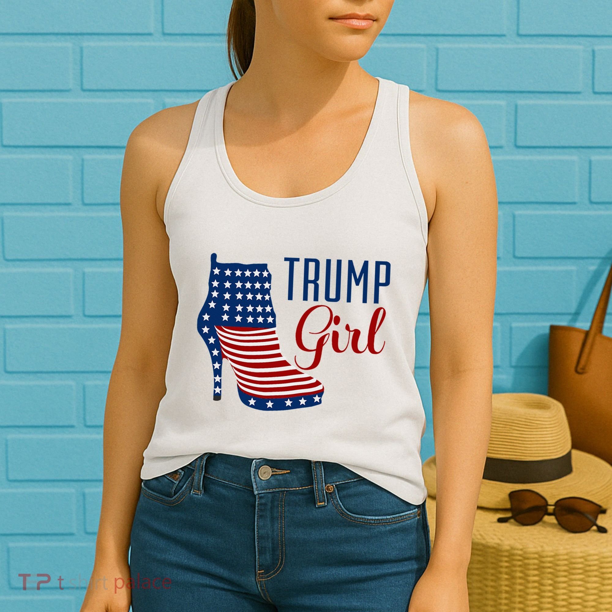 Trump Girl High Heel With Flag Women's Tank Top