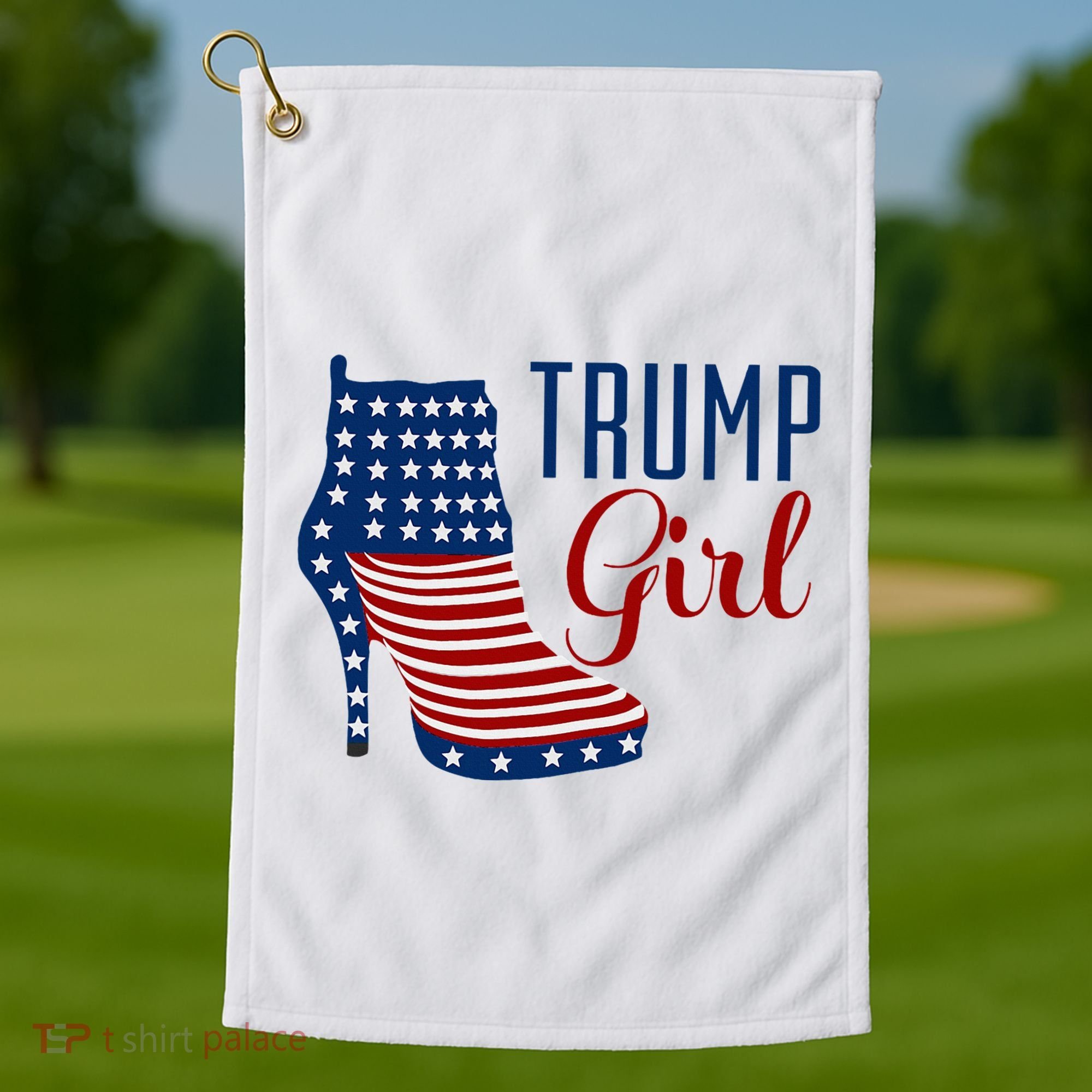 Trump Girl High Heel With Flag Golf Towel