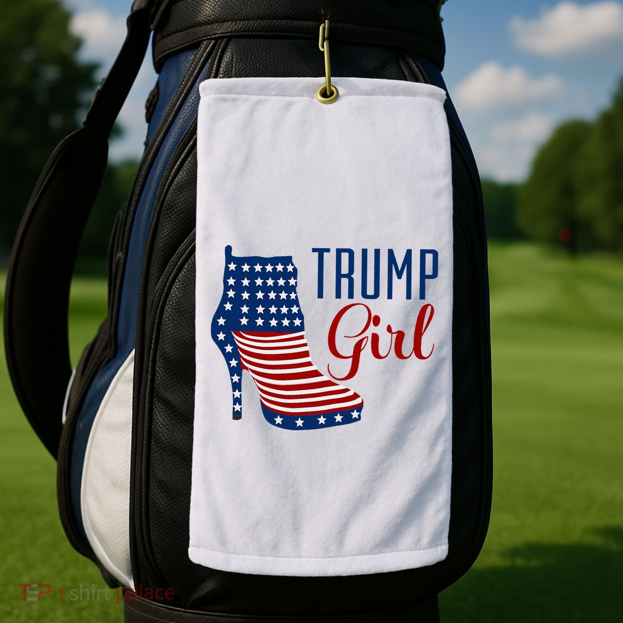 Trump Girl High Heel With Flag Golf Towel