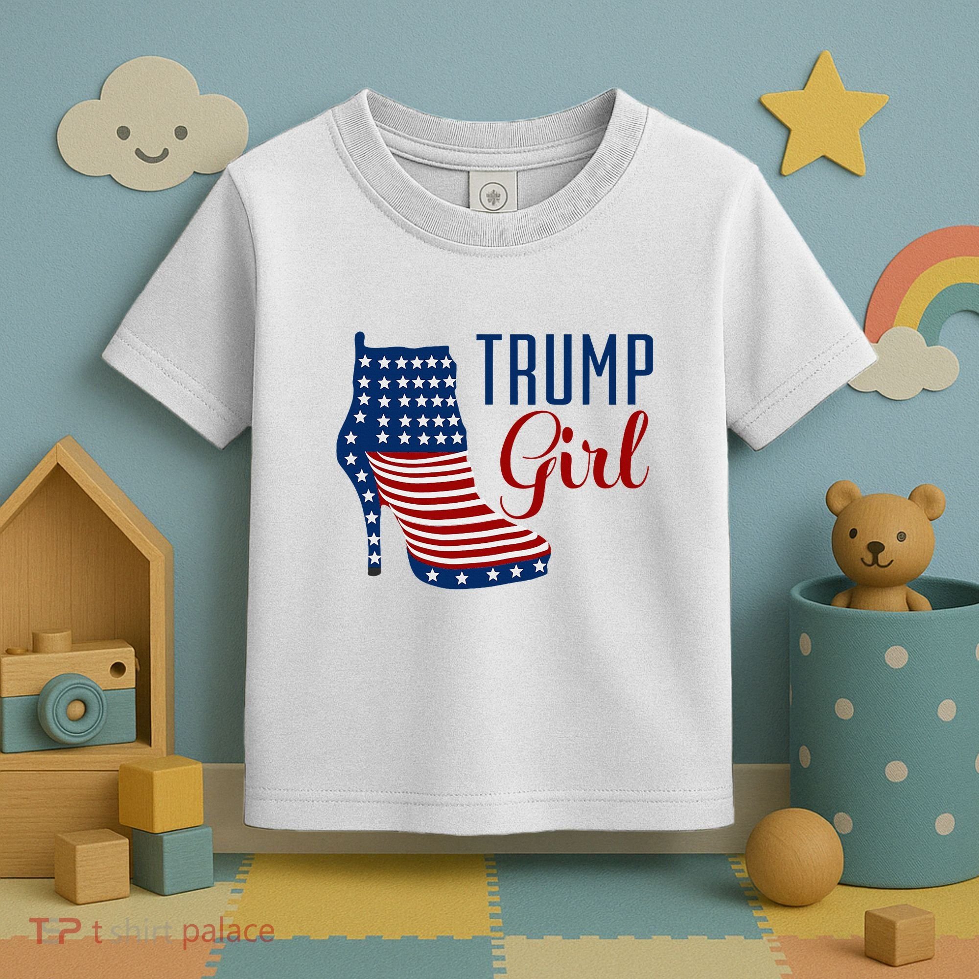 Trump Girl High Heel With Flag Toddler T-Shirt