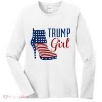 Trump Girl High Heel With Flag Women's Long Sleeve Shirt thumb 0
